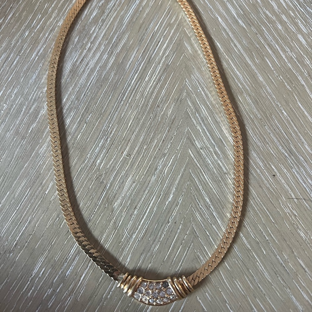 Avon Gold Necklace with Crystal Accents